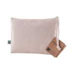 Trousse de toilette naturelle en 100% coton recyclé à cordon assorti couleur naturel troisième vue