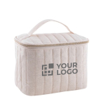 Trousse en coton recyclé et polyester avec fermeture dorée couleur naturel avec zone d'impression
