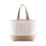 Sac en coton recyclé avec base et poignée en jute 320 g/m2 couleur naturel première vue