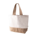 Sac en coton recyclé avec base et poignée en jute 320 g/m2 couleur naturel deuxième vue