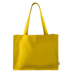 Sac cabas en coton recyclé avec poignées longues 300 g/m2 couleur jaune deuxième vue
