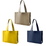 Sac cabas en coton recyclé avec poignées longues 300 g/m2 couleur jaune troisième vue