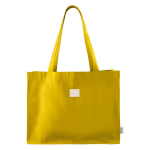 Sac cabas en coton recyclé avec poignées longues 300 g/m2 couleur jaune quatrième vue