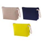 Trousse en coton recyclé avec épaisse poignée 300 g/m2 couleur jaune cinquième vue