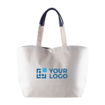 Sac en coton recyclé avec fermeture à pression 280 g/m2 couleur bleu marine avec zone d'impression