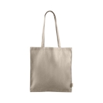 Sac de course en coton recyclé, poignées longues 200 g/m2 couleur beige première vue