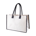 Sac de plage en toile de coton avec bords et poignées colorés couleur noir deuxième vue