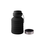 Gourde en silicone avec corps pliable et bouchon métal 500ml couleur noir troisième vue