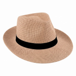 Chapeau en papier couleur naturelle avec bande personnalisable couleur marron quatrième vue