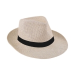 Chapeau en papier de couleur naturelle avec ruban couleur noir première vue