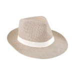 Chapeau en papier de couleur naturelle avec ruban couleur blanc première vue