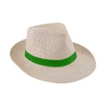 Chapeau en papier de couleur naturelle avec ruban couleur vert première vue