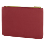 Trousse en cuir synthétique, couleurs classiques avec tirette dorée couleur rouge
