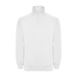 Sweat-shirt en coton et polyester avec fermeture éclair 280 g/m² Roly couleur blanc