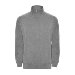 Sweat-shirt en coton et polyester avec fermeture éclair 280 g/m² Roly couleur gris clair chiné
