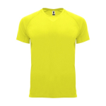 T-shirt technique avec logo 100% polyester pour enfant 135 g/m² Roly couleur jaune fluorescent