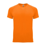 T-shirt technique avec logo 100% polyester pour enfant 135 g/m² Roly couleur orange fluorescent