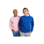 Pull unisexe en coton biologique et polyester recyclé 300 g/m² Roly couleur bleu marine image nature morte 2