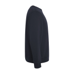 Pull unisexe en coton biologique et polyester recyclé 300 g/m² Roly couleur bleu marine deuxième vue latérale