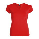 T-shirt promotionnel en coton pour femme avec col en V 200 g/m² Roly couleur rouge