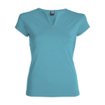 T-shirt promotionnel en coton pour femme avec col en V 200 g/m² Roly couleur turquoise