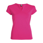 T-shirt promotionnel en coton pour femme avec col en V 200 g/m² Roly couleur fuchsia