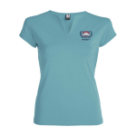 T-shirt promotionnel en coton pour femme avec col en V 200 g/m² Roly vue impression sérigraphique