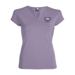 T-shirt promotionnel en coton pour femme avec col en V 200 g/m² Roly vue impression sérigraphique