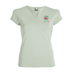 T-shirt promotionnel en coton pour femme avec col en V 200 g/m² Roly vue impression sérigraphique