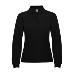 Polo avec logo en tricot piqué 100% coton pour femme 220 g/m² Roly couleur noir