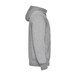 Sweat-shirt en coton et polyester unisexe avec capuche 280 g/m² Roly couleur gris clair chiné deuxième vue latérale