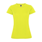 T-shirt technique avec logo en tricot piqué pour femme 150 g/m² Roly couleur jaune fluorescent