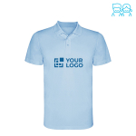 Polo technique pour enfants en tricot piqué polyester  150 g/m² Roly avec zone d'impression