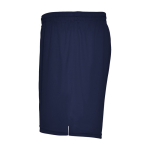 Short de sport personnalisable 100% polyester unisexe 140 g/m² Roly couleur bleu marine vue latérale