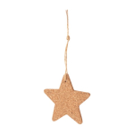 Décoration de Noël en liège en forme d'étoile avec cordon couleur marron deuxième vue