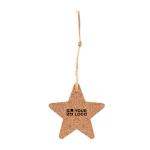 Décoration de Noël en liège en forme d'étoile avec cordon couleur marron avec zone d'impression