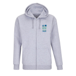 Sweat à capuche en coton et polyester SOL'S Carter 280 g/m² couleur gris clair vue avec zone d'impression