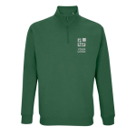 Sweat coton/polyester à fermeture 1/4 SOL'S Conrad 280 g/m² couleur vert foncé vue avec zone d'impression