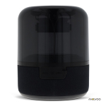 Enceinte bluetooth noire portable de forme circulaire couleur noir quatrière vue