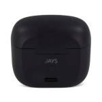 Écouteurs sans fil ergonomiques dans un étui personnalisable couleur noir troisième vue