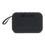 Enceinte bluetooth noire portable de forme rectangulaire couleur noir quatrière vue