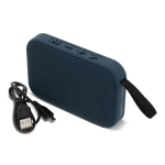 Enceinte bluetooth noire portable de forme rectangulaire couleur bleu deuxième vue