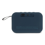 Enceinte bluetooth noire portable de forme rectangulaire couleur bleu quatrière vue