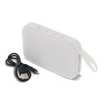 Enceinte bluetooth noire portable de forme rectangulaire couleur blanc deuxième vue