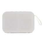 Enceinte bluetooth noire portable de forme rectangulaire couleur blanc troisième vue