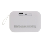 Enceinte bluetooth noire portable de forme rectangulaire couleur blanc quatrière vue