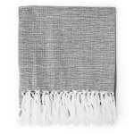 Serviette en coton recyclé type Hammam de couleur unie 150x90cm couleur gris foncé deuxième vue