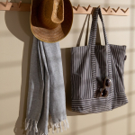 Serviette en coton recyclé type Hammam de couleur unie 150x90cm couleur gris foncé quatrière vue