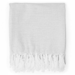 Serviette en coton recyclé type Hammam de couleur unie 150x90cm couleur gris clair deuxième vue