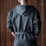 Peignoir en coton et polyester avec capuche ajustable taille S/M couleur bleu sixième vue